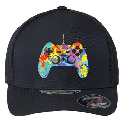 Colorful Gamer Graphic Gaming Controller Graphic Flexfit Unipanel Trucker Cap