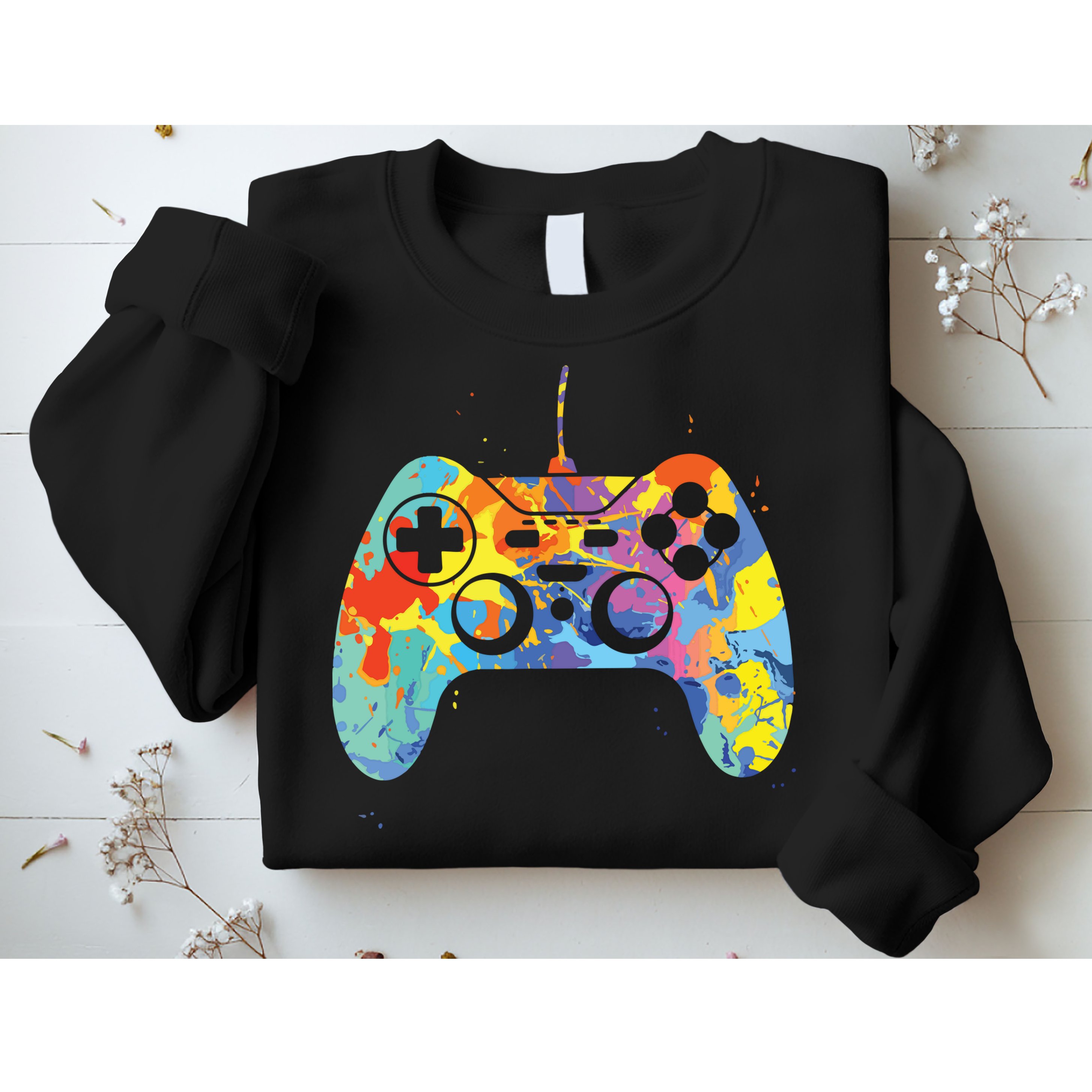 Colorful Gamer Graphic Gaming Controller Graphic Sweatshirt
