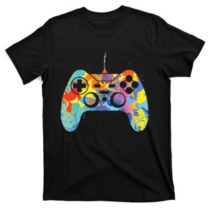 Colorful Gamer Graphic Gaming Controller Graphic T-Shirt