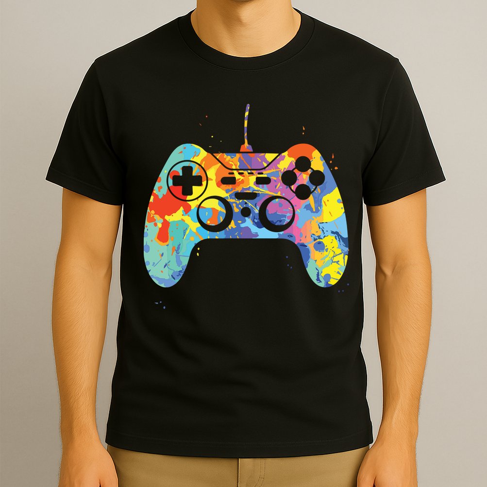 Colorful Gamer Graphic Gaming Controller Graphic T-Shirt