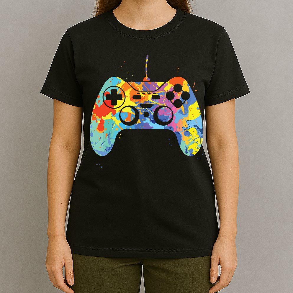 Colorful Gamer Graphic Gaming Controller Graphic T-Shirt