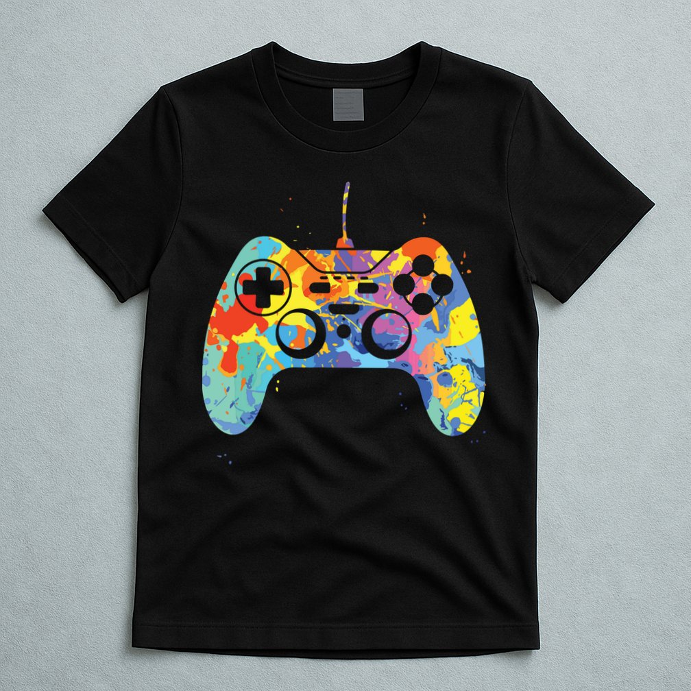Colorful Gamer Graphic Gaming Controller Graphic T-Shirt
