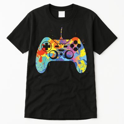 Colorful Gamer Graphic Gaming Controller Graphic Tall T-Shirt