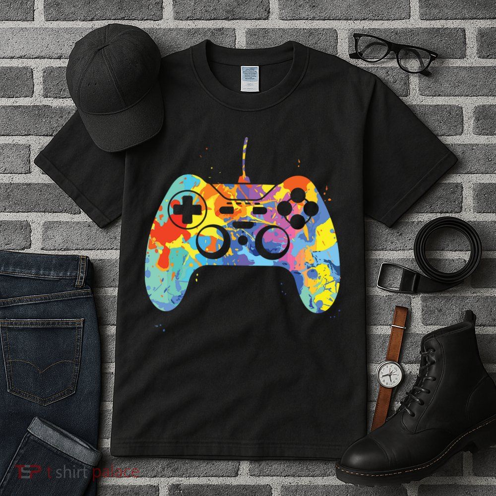 Colorful Gamer Graphic Gaming Controller Graphic Tall T-Shirt