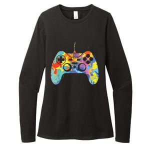 Colorful Gamer Graphic Gaming Controller Graphic Womens CVC Long Sleeve Shirt