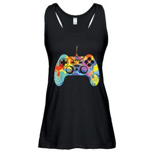 Colorful Gamer Graphic Gaming Controller Graphic Ladies Essential Flowy Tank