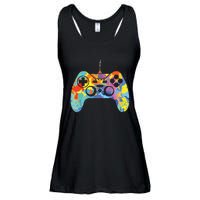 Colorful Gamer Graphic Gaming Controller Graphic Ladies Essential Flowy Tank