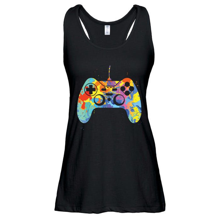 Colorful Gamer Graphic Gaming Controller Graphic Ladies Essential Flowy Tank