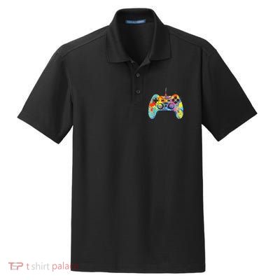 Colorful Gamer Graphic Gaming Controller Graphic Dry Zone Grid Polo