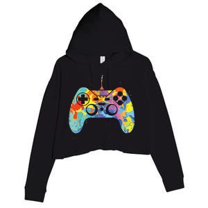 Colorful Gamer Graphic Gaming Controller Graphic Crop Fleece Hoodie