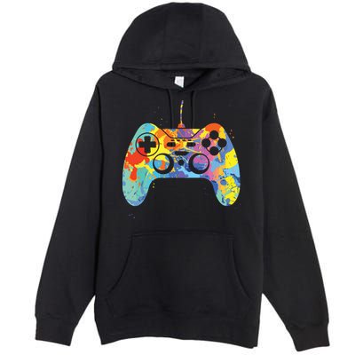 Colorful Gamer Graphic Gaming Controller Graphic Premium Pullover Hoodie