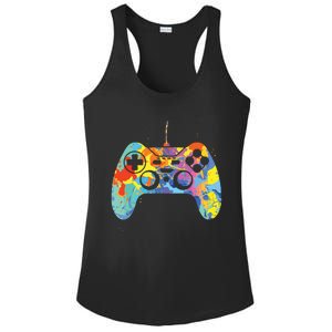 Colorful Gamer Graphic Gaming Controller Graphic Ladies PosiCharge Competitor Racerback Tank