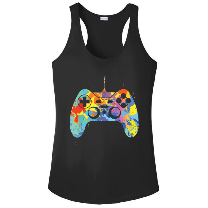 Colorful Gamer Graphic Gaming Controller Graphic Ladies PosiCharge Competitor Racerback Tank