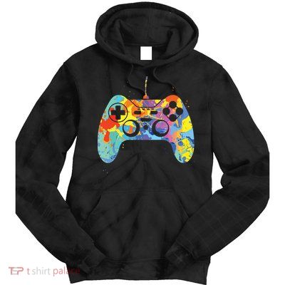 Colorful Gamer Graphic Gaming Controller Graphic Tie Dye Hoodie