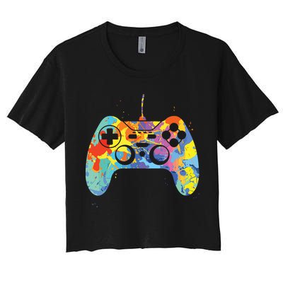 Colorful Gamer Graphic Gaming Controller Graphic Crop Top