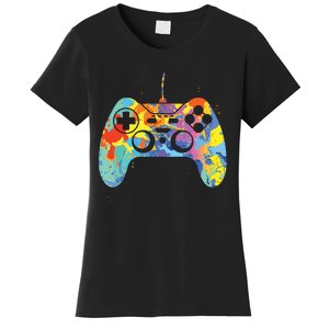 Colorful Gamer Graphic Gaming Controller Graphic Women's T-Shirt