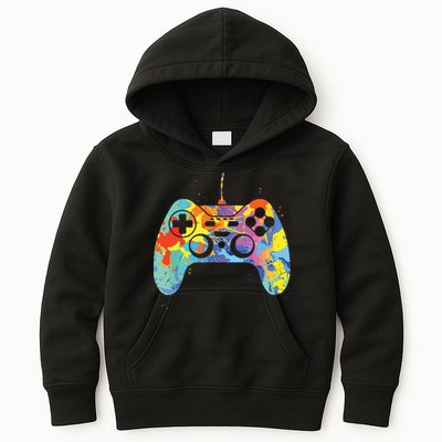 Colorful Gamer Graphic Gaming Controller Graphic Kids Hoodie