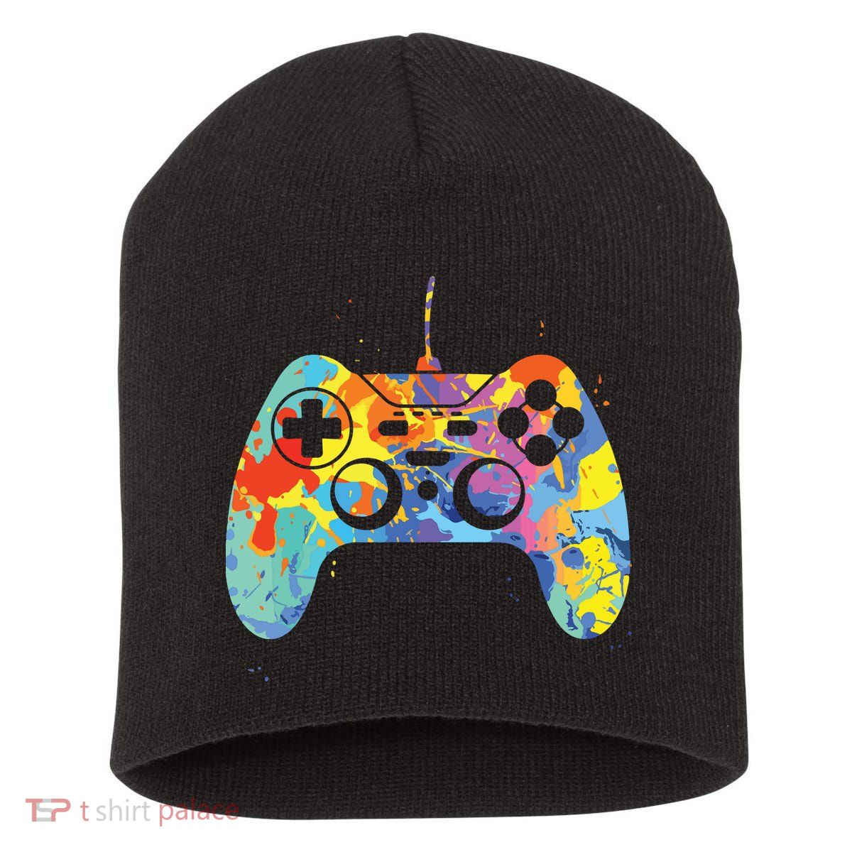 Colorful Gamer Graphic Gaming Controller Graphic Short Acrylic Beanie