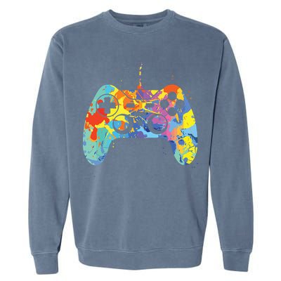 Colorful Gamer Graphic Gaming Controller Graphic Garment-Dyed Sweatshirt
