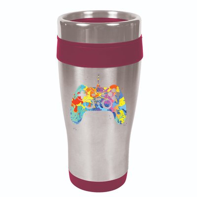 Colorful Gamer Graphic Gaming Controller Graphic 16oz Travel Tumbler