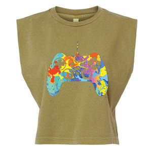 Colorful Gamer Graphic Gaming Controller Graphic Garment-Dyed Women's Muscle Tee