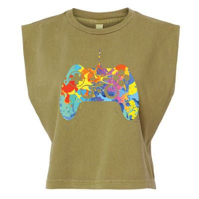 Colorful Gamer Graphic Gaming Controller Graphic Garment-Dyed Women's Muscle Tee