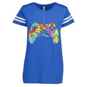 Colorful Gamer Graphic Gaming Controller Graphic Enza Ladies Jersey Football T-Shirt