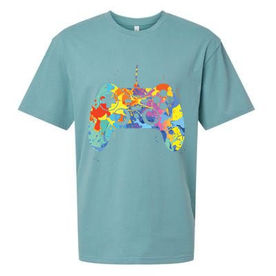 Colorful Gamer Graphic Gaming Controller Graphic Sueded Cloud Jersey T-Shirt