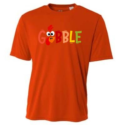 Cute Gobble Gobble Turkey Pilgrim Little Thanksgiving Gift Cooling Performance Crew T-Shirt