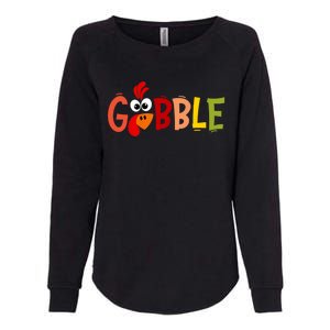 Cute Gobble Gobble Turkey Pilgrim Little Thanksgiving Gift Womens California Wash Sweatshirt