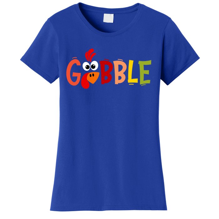 Cute Gobble Gobble Turkey Pilgrim Little Thanksgiving Gift Women's T-Shirt