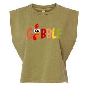 Cute Gobble Gobble Turkey Pilgrim Little Thanksgiving Gift Garment-Dyed Women's Muscle Tee