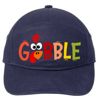 Cute Gobble Gobble Turkey Pilgrim Little Thanksgiving Gift 7-Panel Snapback Hat