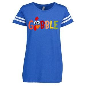 Cute Gobble Gobble Turkey Pilgrim Little Thanksgiving Gift Enza Ladies Jersey Football T-Shirt