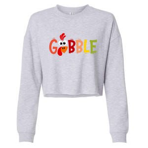 Cute Gobble Gobble Turkey Pilgrim Little Thanksgiving Gift Cropped Pullover Crew