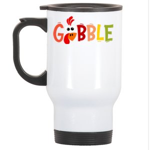 Cute Gobble Gobble Turkey Pilgrim Little Thanksgiving Gift Stainless Steel Travel Mug