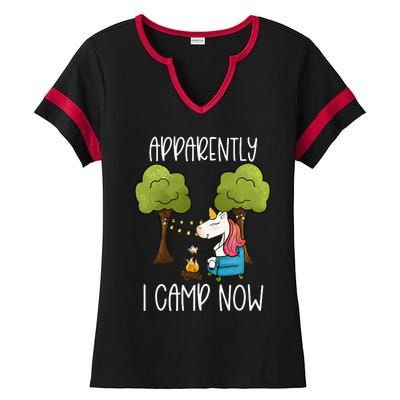 Childrens Glamping Gear Unicorn Camping Stuff Campfire Smore Ladies Halftime Notch Neck Tee