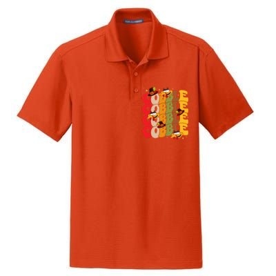 Cute Gobble Gobble Turkey Pilgrim Little Thanksgiving Gift Dry Zone Grid Polo