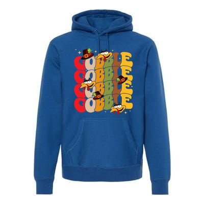 Cute Gobble Gobble Turkey Pilgrim Little Thanksgiving Gift Premium Hoodie