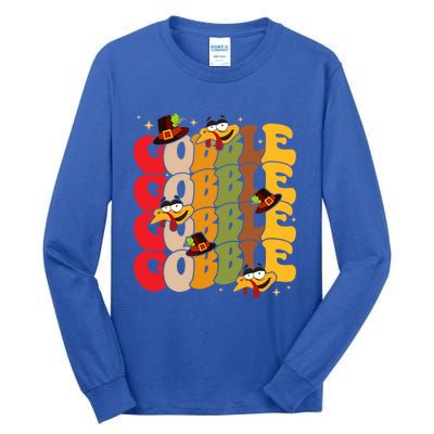 Cute Gobble Gobble Turkey Pilgrim Little Thanksgiving Gift Tall Long Sleeve T-Shirt