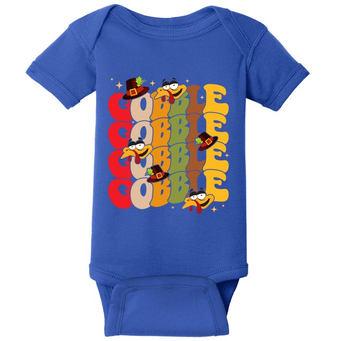 Cute Gobble Gobble Turkey Pilgrim Little Thanksgiving Gift Baby Bodysuit