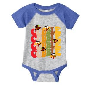 Cute Gobble Gobble Turkey Pilgrim Little Thanksgiving Gift Infant Baby Jersey Bodysuit