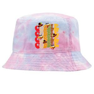 Cute Gobble Gobble Turkey Pilgrim Little Thanksgiving Gift Tie-Dyed Bucket Hat