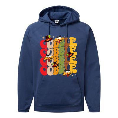 Cute Gobble Gobble Turkey Pilgrim Little Thanksgiving Gift Performance Fleece Hoodie