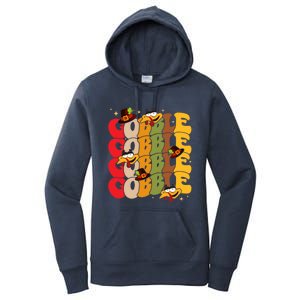 Cute Gobble Gobble Turkey Pilgrim Little Thanksgiving Gift Women's Pullover Hoodie