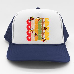 Cute Gobble Gobble Turkey Pilgrim Little Thanksgiving Gift Trucker Hat