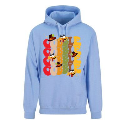 Cute Gobble Gobble Turkey Pilgrim Little Thanksgiving Gift Unisex Surf Hoodie