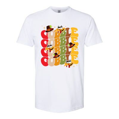 Cute Gobble Gobble Turkey Pilgrim Little Thanksgiving Gift Softstyle CVC T-Shirt