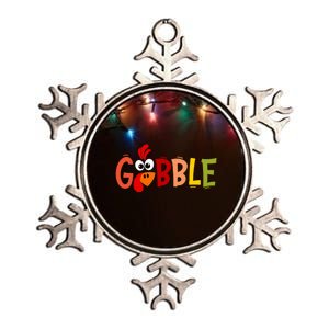 Cute Gobble Gobble Turkey Pilgrim Little Thanksgiving Funny Gift Metallic Star Ornament