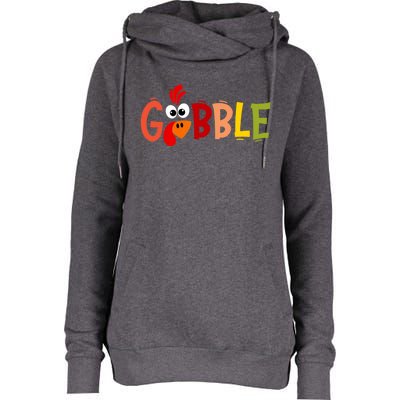 Cute Gobble Gobble Turkey Pilgrim Little Thanksgiving Funny Gift Womens Funnel Neck Pullover Hood